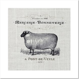 dark academia burlap french country farmhouse chic vintage sheep Posters and Art